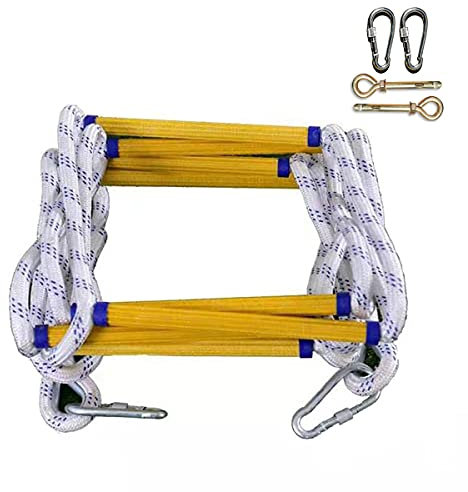 PHONME Strickleiter Erwachsene Feuerleiter Fluchtleiter Kletterseilleiter 3m 5m 8m 10m 15m 20m Tragfähigkeit bis zu 420 kg mit Haken Für Notflucht Für Feuerleitern Und Balk(Size:6m)