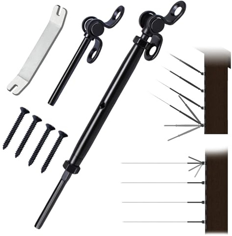 Muzata 50Pairs Black Cable Railing Kit 1/8 Swage Toggle Turnbuckle Hardware T316 Stainless Steel for Wood Post WoodEasy System Angle 180° Adjustable Stairs Deck 50 Cable Lines CK07