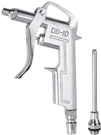 sourcing map Air Blow Gun Stainless Steel High Pressure Dust Blower Gun with Extension Air Tool 140mm Handle for Cleaning Car Computer Dust, Silver Tone