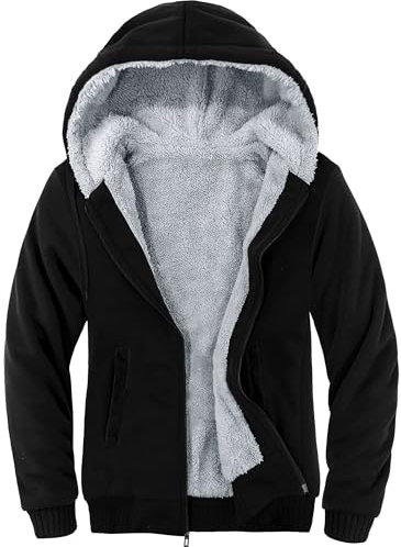 JACKETOWN Herren Sweatshirt Gefüttert Hoodie Reißverschluss Sweatjacke Warm Fleece Winterjacke Teddyfutter Fleecejacke mit Kapuze