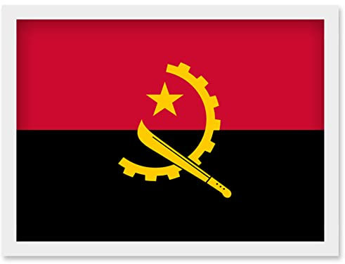 Artery8 Angola National Flag Patriotic Vexillology World Flags Country Region Poster Artwork Framed Wall Art Print A4