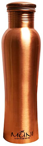 Muni London Bouteille d'eau réutilisable en cuivre avec bienfaits pour la santé | Bouteille d'eau en cuivre de qualité supérieure | Anti-fuite | Hydratation plus saine avec Ayurveda (mat classique)