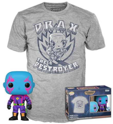 Funko Pop!&Tee: Guardians Of the Galaxy - Drax - Large - (L) - Hot Christmas - T-Shirt - Clothes With Collectable Vinyl Figure - Gift Idea - Toys and Short Sleeve Top for Adults Unisex Men and Women
