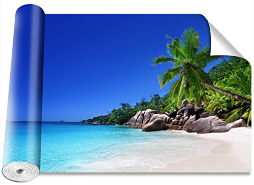 Tulup Küche Schlafzimmer Moderne 416x254 cm Material mit bedrucktem Dekor Salon 3D selbstklebende Tapete Tapetenrolle - Seychellen Strand