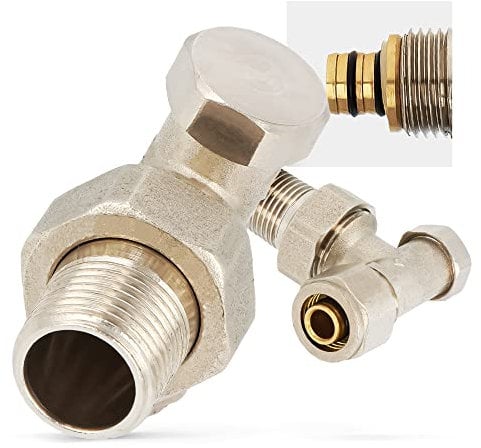 Heizkörper Rücklaufventil PEX 1/2''x16 Eckform Heizkörperrücklaufventil PEX-Heizkörperventil Messing Vernickelt Heizung Systeme Kontrolle PEX-Anschluss Heizkörper Verschraubung