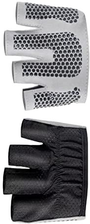 HEEPDD Yoga-Pilates-, 4 Finger, Atmungsaktiv, Gummiband, rutschfest, Kurze Mikro-Trainingshandschuhe, Handflächenschutz für Frauen für Körperbalance (Schwarz S 17,5 cm / 6,9
