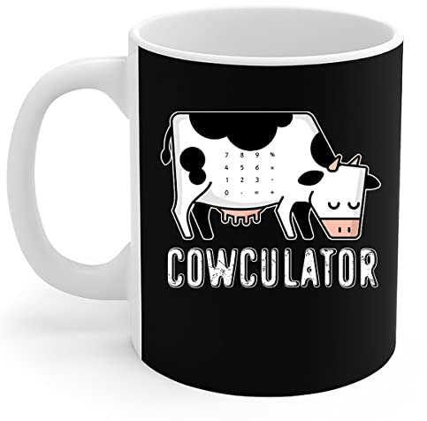 456 Custom Mugs Funny Cow-Culator Math Calculator Cow Gift Ceramic Mugs Cups with Handle Ceramic Mug for Colleague Office Hot Drinks 330Ml
