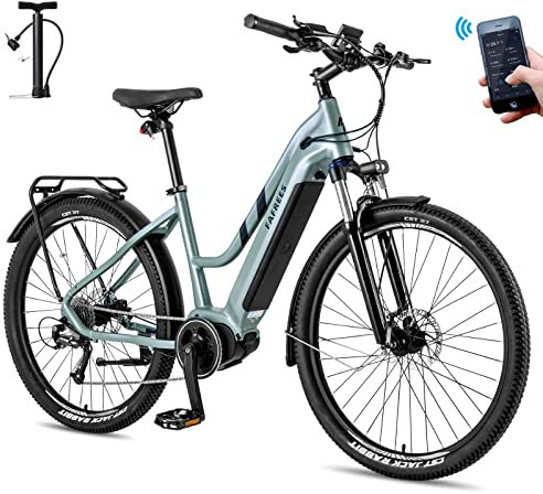 Fafrees FM8 E-Bike Mittelmotor 70N.m, Elektrofahrrad 27.5 mit APP, Trekking City Ebike für Damen Herren 36V 14.5Ah Max. Reichweite100-120km, Pedelec 25km/h, Belastbarkeit 150kg, Grün