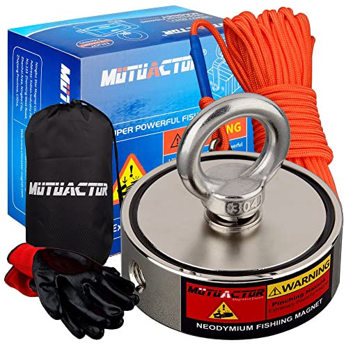 MUTUACTOR Imán de neodimio superfuerte,combinado 400kg,fuerza de tracción,fuerte cuerda magnética de 20m,color plateado o gris