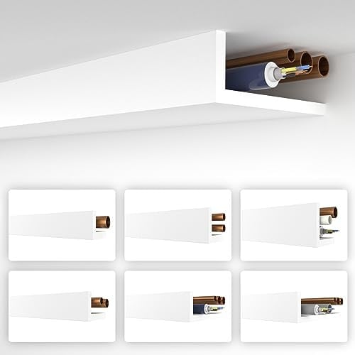 HEXIMO Winkelprofil weiß 1.7 Meter Profile - XPS Abdeckleisten für Heizungsrohre, L-Profil Rohrabdeckleiste Eckleiste Modell: HRA-5-68x200 mm (30.6 Meter / 18 Leisten)