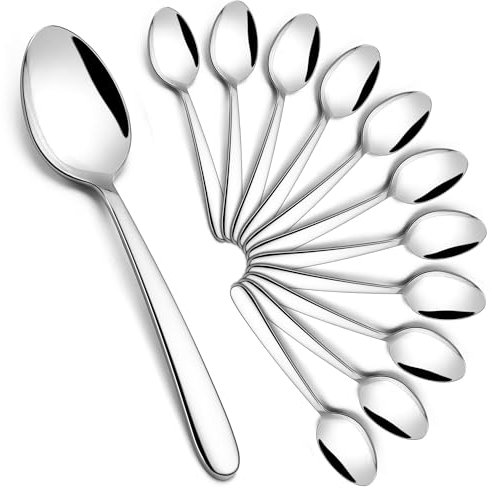 HaWare Kaffeelöffel, 12-teilig Teelöffel Dessertlöffel Set, Edelstahl Espressolöffel Kleiner Löffel für Zuhause/Restaurant/Café, Elegante Kurven, Hochglanzpoliert & Spülmaschinenfest - 13,5 cm