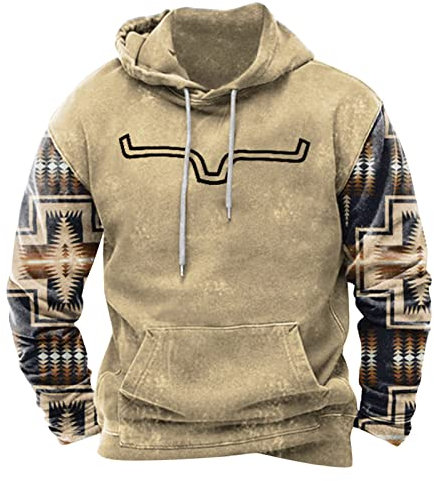 KONG JIMFAN Pullover Herren Jagdbekleidung Herren Hoodie Beige Hoodie Pullover Snuggy Hoodies Herren Sweatjackes Weiße Unterhemden Herren Parka Jacke Pullover Männer(Khaki,XL)
