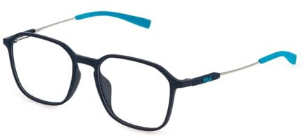FILA Brille mit Sehstärke in mattem Dunkelblau für Herren optional mit Sonnenbrillentönung oder Blaulichtfilter, Geometrisch, gefertigt aus Edelstahl, Modell: VFI535 (inklusive Brillenetui)