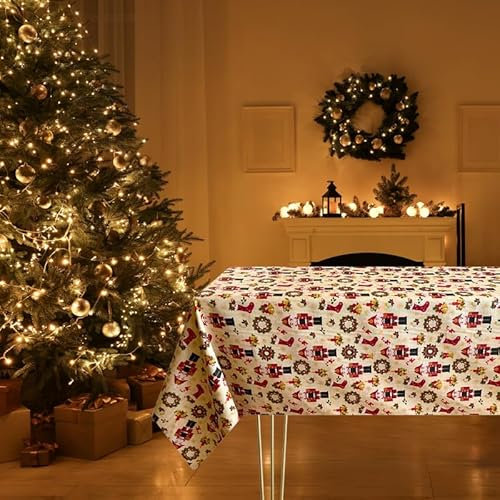 Generico Magilu International - Tovaglia Natale schiaccianoci rettangolare 135x300 cm. Tovaglia motivo natalizio con filo lurex oro 100% cotone Made in Italy colore verde