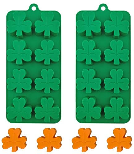 BFJ Moule à chocolat en forme de trèfle - Moule en silicone pour la Saint-Patrick - Pour glace, bonbons, sucre, décoration de gâteau, décoration de cupcakes, argile polymère