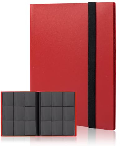 efunkdog Sammelkarten Album, 9 Pocket Sammelalbum 20 Seiten 360 Karten Kapazität, Sammelalbum für Karten (Rot)