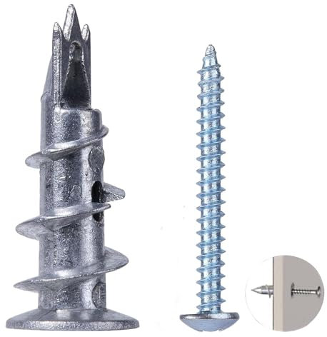 30 Pièces Chevilles Pour Placoplatre,13 * 32 Vis Placo,Cheville Placo Charge Lourde,Chevilles Auto Foreuses,Cheville Placo Avec Vis Pour Installation Sur Béton, Brique, Plaque De Plâtre