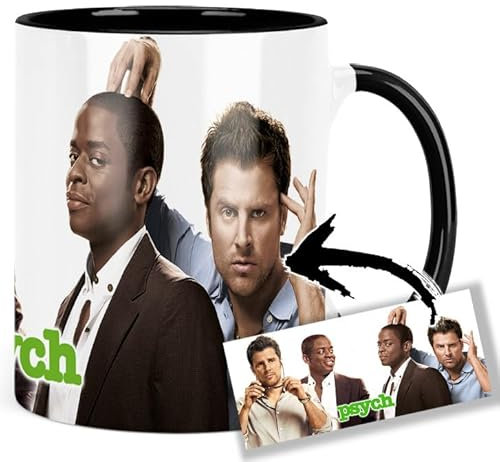 Psych James Roday Dule Hill B Tasse Innen & Henkel Schwarz Keramikbecher Mug