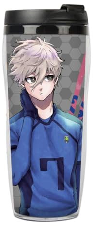 Blue Lock Bouteille d'eau 400 ml Anime Isagi Yoichi en PVC double laminé Motif tasse pour salle de sport, école, bureau (type 11, 400 ml)