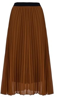 COTIDI Gonna plissettata da donna, lunga e media, in vita elastica, made in Italy, marrone, 36