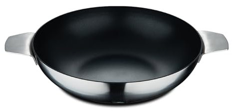 MasterPro SIGMA - Wok Sin Tapa 28 cm 9.23L Acero Inoxidable - Revestimiento Cerámico Swiss Crystals - Mango Largo - Apta para Todas Cocinas - Lavado a Mano Recomendado