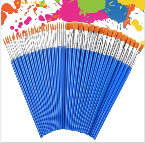 60 Pezzi Nylon Pennelli Acrilici Set, Multifunzionale Pennelli Rotondi e Pennelli Piatti, Durevole Pennelli Piccoli Pittura Dettaglio, Pennelli Pittura per Artisti Principiante Bambini
