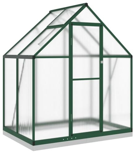 vidaXL Serre avec Cadre de Base Vert 169x114x202 cm Aluminium, Serre en Polycarbonate, Serre de Bricolage, abri de Serre, Serre portative
