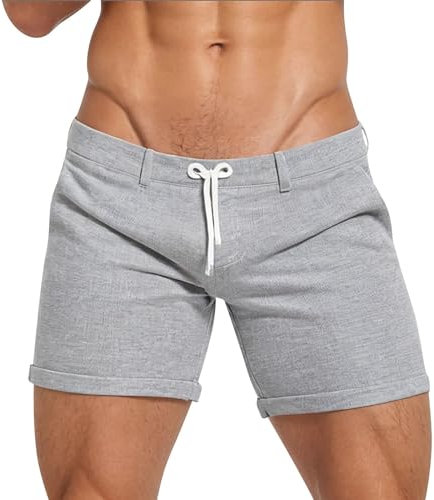 SOOUICKER Kurze Hosen Herren Retro Shorts Kurz Sexy Sporthose Slim Fit Kurze Hosen Eng Sommer Shorts Zuhause Sport Laufen Training