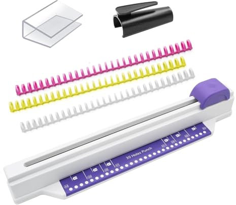 Pluuttiem Manueller Druckbindegerät, Bindemaschine mit 30 Löchern, Bindegerät für Büro zu Hause, für Papier A4, A5, A6, A7, B5-B7