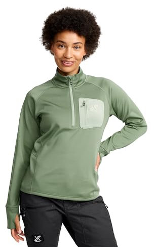 RevolutionRace Evolution Half-Zip Stretch Fleece für Damen, Fleecepullover für Wandern und Outdoor-Aktivitäten, Dusty Green, S