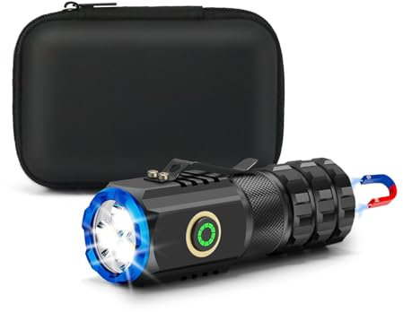 CARPESUN Mini LED Taschenlampe Extrem Hell USB Aufladbar, 6 Lichtmodi, Wasserdicht, Mini-Größe, Magnetfuß, Seitliche Clip für Camping Wandern Outdoor Notfäll