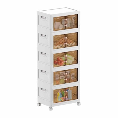 Faltbare Kunststoff aufbewahrungsbox, doppelöffnung aufbewahrungsbox mit Deckel & rädern groß stapelbare kisten, für Bad küche Camping Wohnzimmer büro