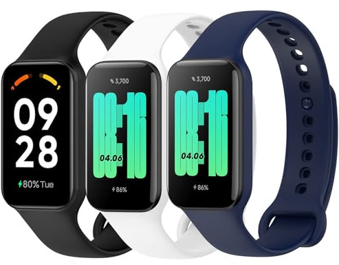 Wanme Cinturini per Redmi Smart Band 2 /Xiaomi Mi Band 8 Active, 3 Pezzi Cinturino Silicone Morbido Braccialetto Sportivo per for Redmi Band 2