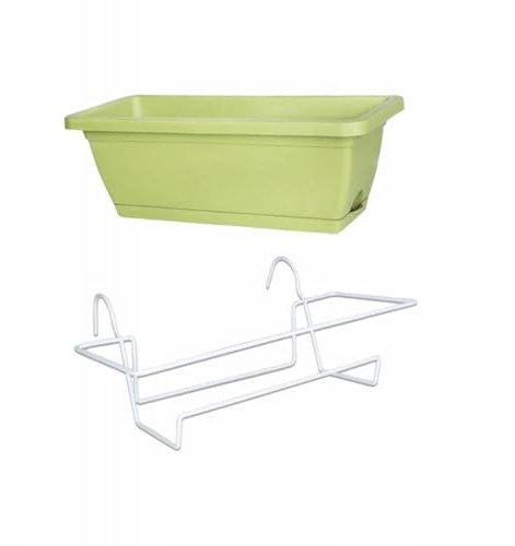 AWHAO Jardinera Colgante para balcón con Soporte para barandilla de terraza, Jardinera para Patio Exterior, 43 x 19 x 15 cm, Estante Blanco