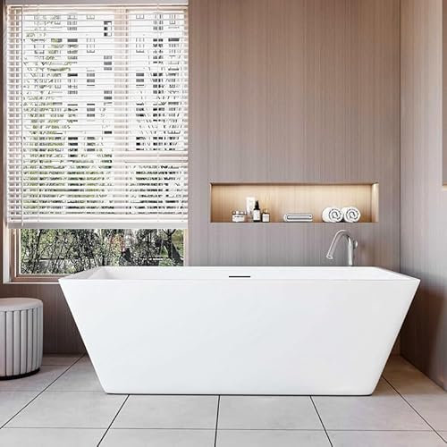 Aica Sanitär Badewanne Acryl Set mit Siphon für 2 Personen,170x80x58cm für Badezimmer,Weiß