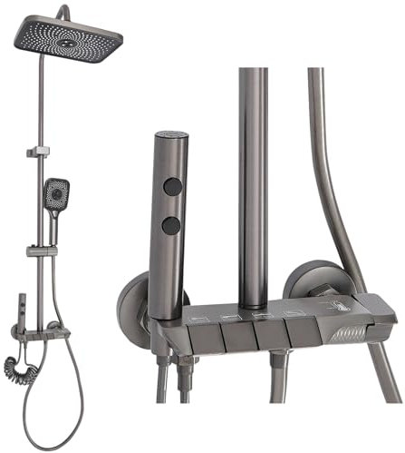 Etrhdfyts Duschsystem mit Intelligentem Thermostat,4 Funktionen, Bidet-Sprayer Badewannenarmatur Regendusche Handbrause mit 3 Modi,Duscharmatur Komplettset,Duschset mit Armatur, Duschgarnitur