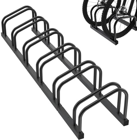 FIVMEN Porte-vélos pour 6 vélos Support de vélo Support de montage au sol et au mur Distance entre roues de 37 cm Galvanisé Support multiple pour largeur de pneu de 30-65 mm VTT Vélo de course VTT