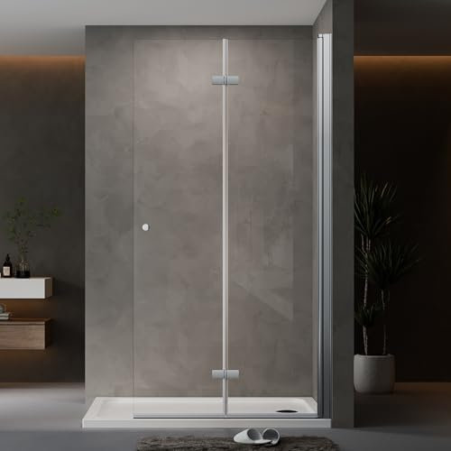 AQUENITH Duschwand Glas 100x185cm Walk in Dusche Duschabtrennung Duschtrennwand Glaswand Faltwand Faltdusche aus 6mm ESG-Sicherheitsglas Klarglas Glas Höhe 185cm