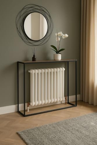 RANRHA Radiator Console Table – Slim Metal Frame with Wood Top – Narrow Shelf Table for Hallway, Entryway or Over Radiator