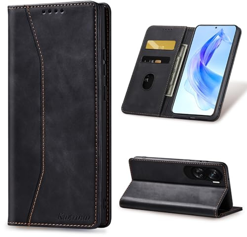 KIOTROUO Case for Honor 90 Lite Leather Wallet Case with Card Holder, Kickstand, Magnetic Closure, PU Flip Shockproof Protective Phone Case Cover Compatible with Honor 90 Lite, Black
