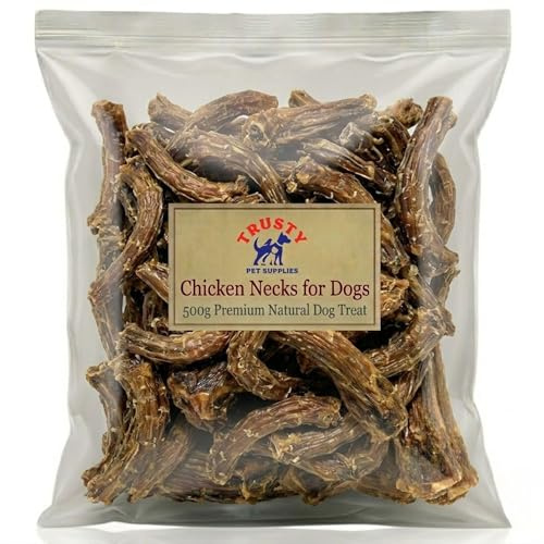 Chicken Necks for Dogs 500g | Natural Dog Treats | Low Fat, High Protein Chicken Dog Treats | Hypoallergenic & Grain Free | Joint Aid Collagen Chews | Trusty Pet Supplies