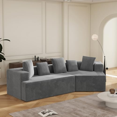 MOBETTRES 312CM Schneider Komfort Stoff mit Wolken Kombinationssofa, modulares Sofa, voll komprimierte Verpackung ohne Montage (Grau)
