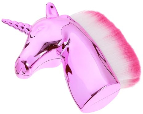 TOPPERFUN Makeup Pinsel mit Rosegold Kunststoffgriff Weicher Puder und Foundation Pinsel für Frauen und Mädchen Einhorn Design Langlebig und Vielseitig für Tägliches und