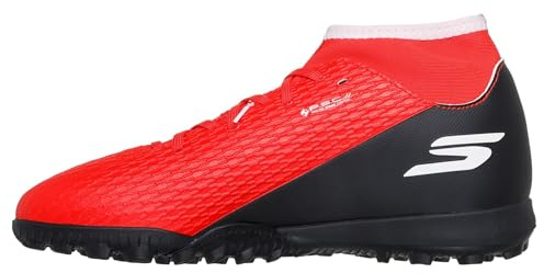 Skechers SKX_2 Jr High Youth TF - Zapatos de fútbol con Tacos de fútbol, Color Rojo sintético/Ribete Negro, Talla 1.5 UK Niño