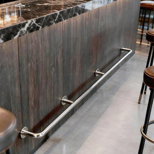 Fußstütze Fußleiste Für Kücheninsel, Bar Theken Fußstütze 450 400 350 300 250 200 150 100 CM, Wandmontierte Außen Handläufe Aus Edelstahl, Belastung 150kg(Silver,L 270cm/8.8ft)