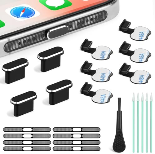AXFEE Kit de Limpieza De Interfaz de TeléFono MóVil de 24 Piezas | Incluye Cubiertas de Polvo Tipo C,Cepillo de Limpieza,Malla Antipolvo Y Masilla Limpiadora,para Google Samsung Y IPhone17/16
