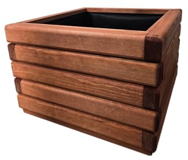 HolzGarden Pflanzkübel Holz 40x30x40 cm Imprägniert Farbe Teak Wetterfest Blumenkasten Blumentopf Groß Außen Balkon Garten Pflanzkasten Outdoor 29l Serie FORNEA