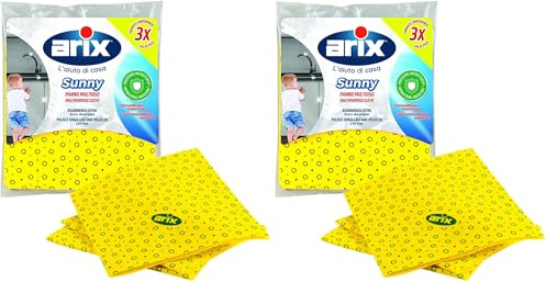 Arix | Sunny, Panno Multiuso in TNT, per Tutte le Superfici, Antibatterico, non Lascia Aloni, Panno Assorbente, per Spolverare, Pulire, Asciugare, 36x38cm - Made in Italy (Confezione da 2)