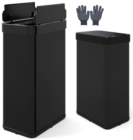 LIFEZEAL 60L Mülleimer, Küchenabfalleimer mit Smart Sensor, Abfalleimer Küche mit Deckel für Mülltrennung, Mülltrennsysteme mit doppelter Öffnung, Trash Bin für Innenbereich (Schwarz)