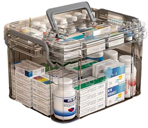 AiMeiteng Organizer medikamente, Medizinbox mit 2 compartments, medizin aufbewahrung, medikamenten aufbewahrung für arzneimittel für zu Hause im Freien